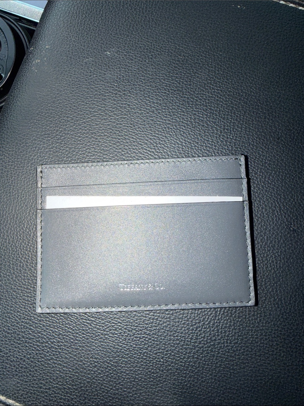 Tiffany & Co dark grey leather cardholder